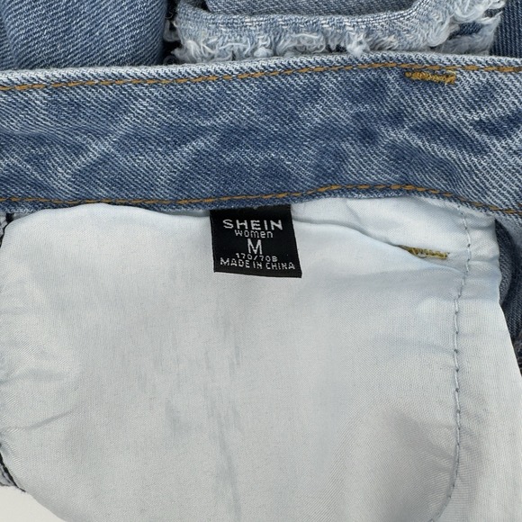 Women's Y2K Distressed Denim Cutoff Shorts + Orange Ribbed Tube Top Set Medium - Picture 5 of 13